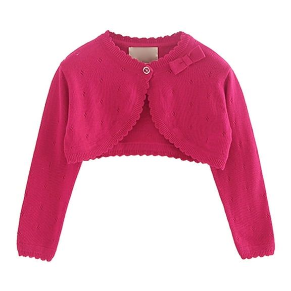 Toddler Baby Girls Long Sleeve Bolero Cardigan Knitted Shru𝐠 Button Closure Lace Cropped Sweaters Tops Outwea