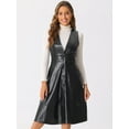 thumbnail image 4 of DARING DIVA Women's Faux Leather V Neck Button Down Midi Dress XS Black, 4 of 6