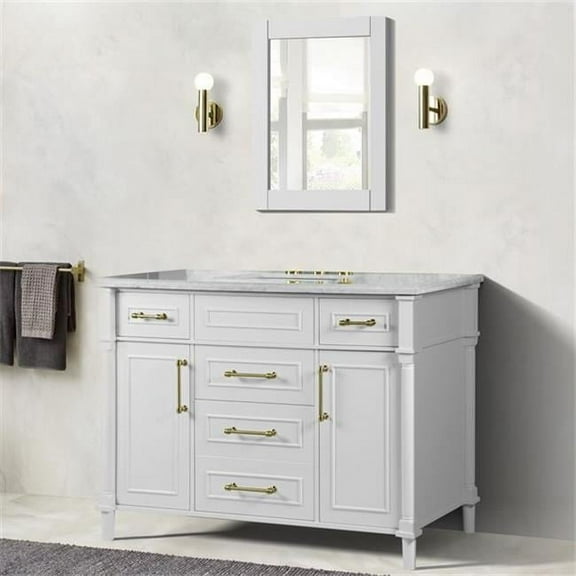48 in. Single Vanity with Carrara Marble Top, White
