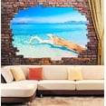 thumbnail image 5 of Wall26 - Large Wall Mural - Tropical Seascape Viewed Through a Broken Brick Wall | 3D Visual Effect Self-Adhesive Vinyl Wallpaper/Removable Modern Decorating Wall Art - 66" x 96", 5 of 6