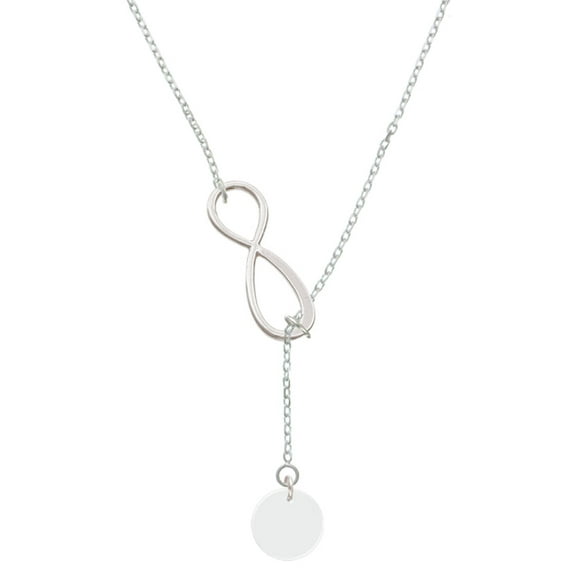 Delight Jewelry Acrylic 1/2" Disc Imitation Pearl Silver tone Elegant Infinity Lariat Necklace