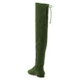 thumbnail image 2 of YDN Women Classic Lace Up Thigh High Chunky Low Heel Dress Flat Long Booties Round Closed Toe Over The Knee Boots Casual Winter Shoes Size 9 Green, 2 of 3