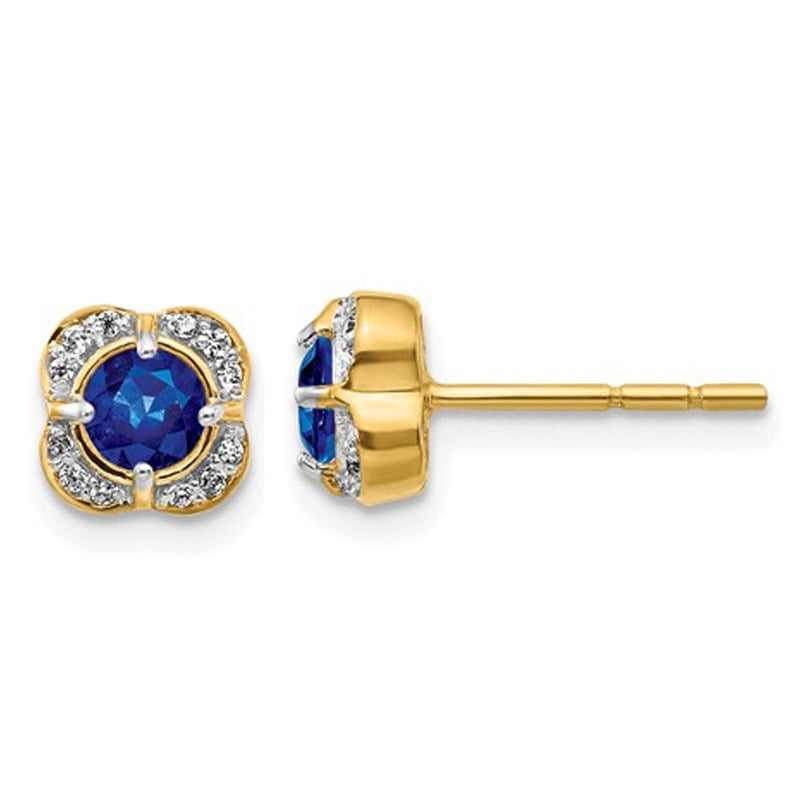 ctw 1/2 Carat Natural Dark Blue Sapphire Post Earrings in 14K White Gold 