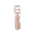 thumbnail image 2 of BLISSFUL STEP Sandales à Talons Hauts Épais à Plateforme à Lacets pour Femmes Rose Poudré (Taille 6), 2 of 6