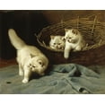 thumbnail image 2 of Heyer, Arthur 18x15 Gold Ornate Wood Framed with Double Matting Museum Art Print Titled - White Angora Kittens With a Beetle, 2 of 4