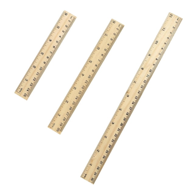 Juego de de madera para dibujo técnico (15 cm, 30 cm y 20 cm), con borde recto. Herramienta de medición ideal para material escolar y de ofic