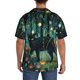 thumbnail image 3 of Fotbe Mystical Black Cat Fireflies Camisa Estampada de Manga Corta para Hombre, Casual de Verano, Estilo Playero, Sin Arrugas-3X-Large, 3 of 5
