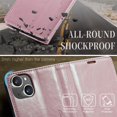 thumbnail image 6 of SaniMore for iPhone 15 Plus (6.7" 2023) Case, PU Leather Auto-magnet Full Protection Flip Kickstand Card & Cash Slots, Retro Shockproof Anti-fall Wallet Business Shell, Pink, 6 of 9