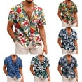 thumbnail image 3 of Men 3D Print Hawaiian Shirt Short Sleeve Blouse Casual Top Cardigan Beach Wear, 3 of 7