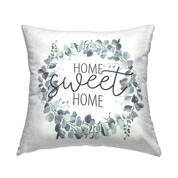 Stupell Industries Sweet Home Greeting Blue Eucalyptus Botanicals Design by Kim Allen Throw Pillow