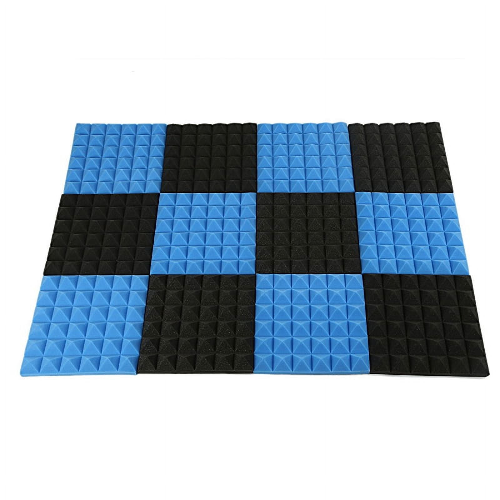36X Charcoal Acoustic Foam Tiles Soundproofing Foam Panels Studio Sound Padding 2 x 10 x 10 Inch(Black+Blue)