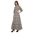 thumbnail image 2 of Moomaya Robe Maxi Évasée à Col Rond et Manches 3/4 Imprimée, Tenue Décontractée d'Été, 2 of 3