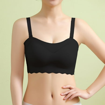 

LEEy-world Bras For Women Woman Sports Bra No Steel Ring Bras Fitness Vest Seamless Hollowing Out Lace Underwear Black L