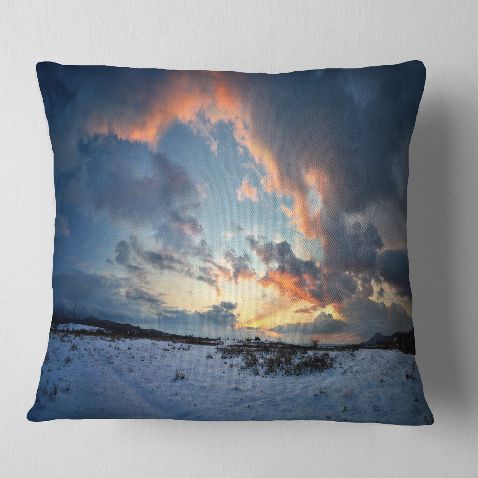 Designart Dark Winter Sky - Landscape Photography Throw Pillow - 18x18