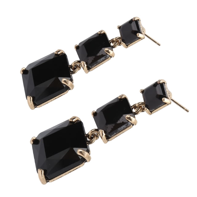 Pendientes cuadrados geométricos exagerados, colgantes de aleación de moda, accesorios para niñas y mujeres, color negro