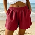 thumbnail image 6 of Hurxie Women's Sweat Shorts Casual Drawstring Shorts Comfy High Waisted Workout Lounge Shorts with Pockets Red,3XL, 6 of 7