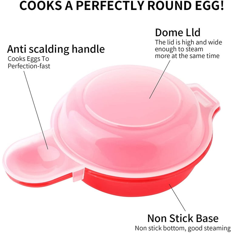 2 sets Microwave Egg Cooker,1 Minute Fast Egg Hamburg Omelet Maker Kitchen  Cooking Tool(Red and clear)