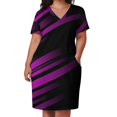 thumbnail image 2 of Vestido de rayas fucsia y negro brillante con elegante vestido de noche con cremallera, nuevos vestidos para fiestas, 2 of 6