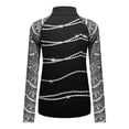 thumbnail image 4 of Femmes Mode Accrocheur Nature une Épaule Impression Polyester Épissure Top(Noir,L), 4 of 4