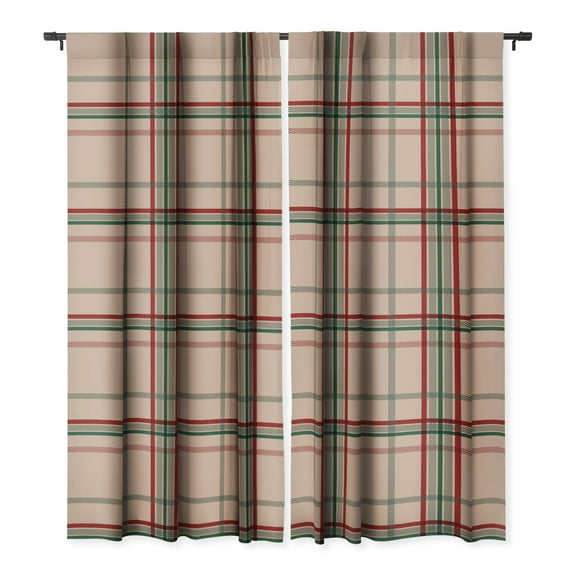 Society6 Emanuela Carratoni Tartan Theme On Pink Single Panel Room Darkening Window Curtain 50" x 120"