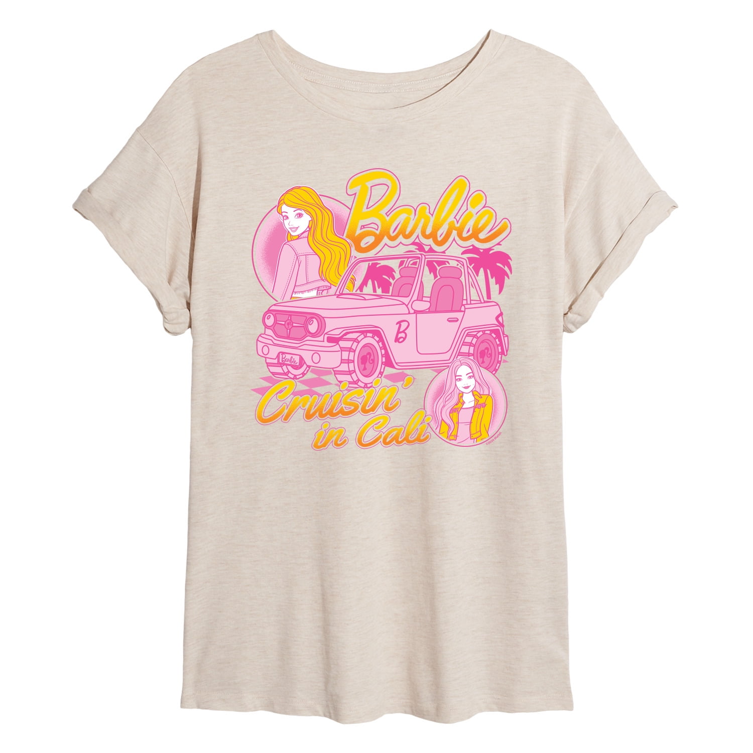 Barbie - Bow Ribbon Heart - Juniors Oversized Graphic T-Shirt 