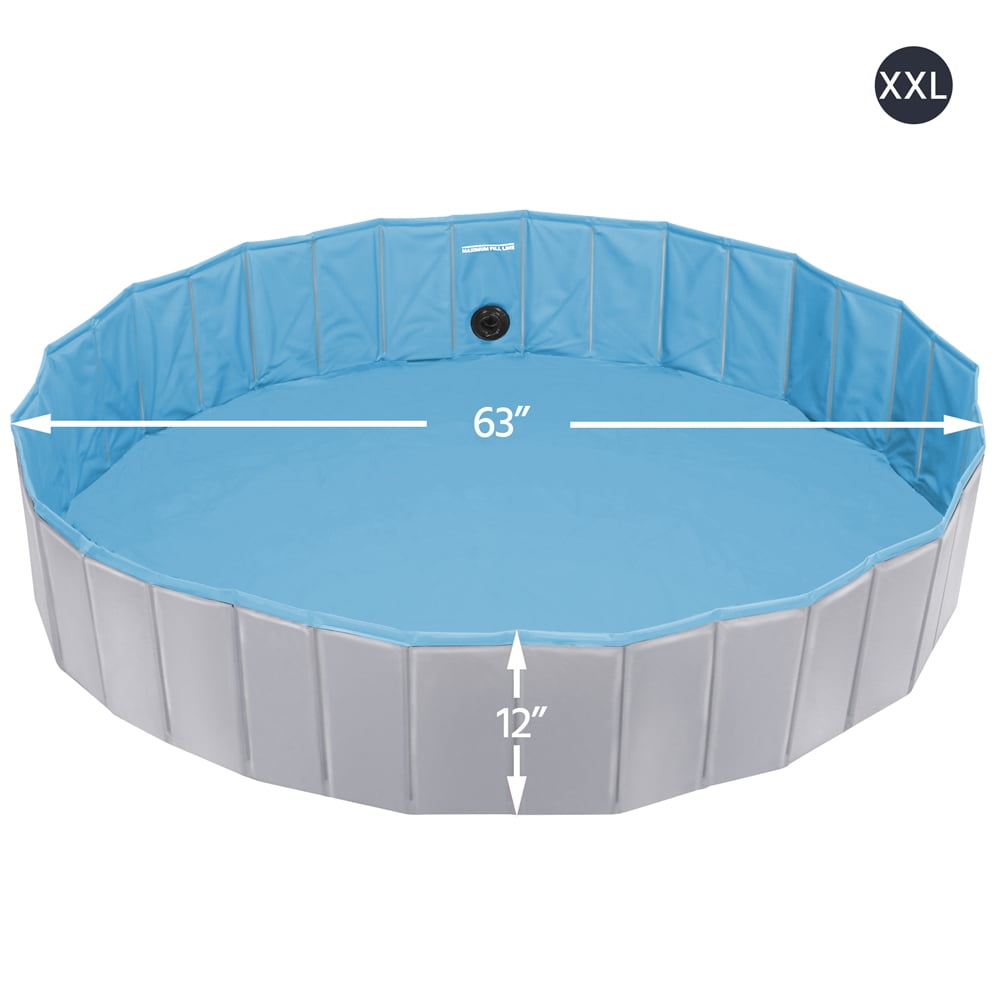 Yaheetech Portable PVC Pet Swimming Pool with Non-slip Bottom for Dogs Cats, XXL, Gray