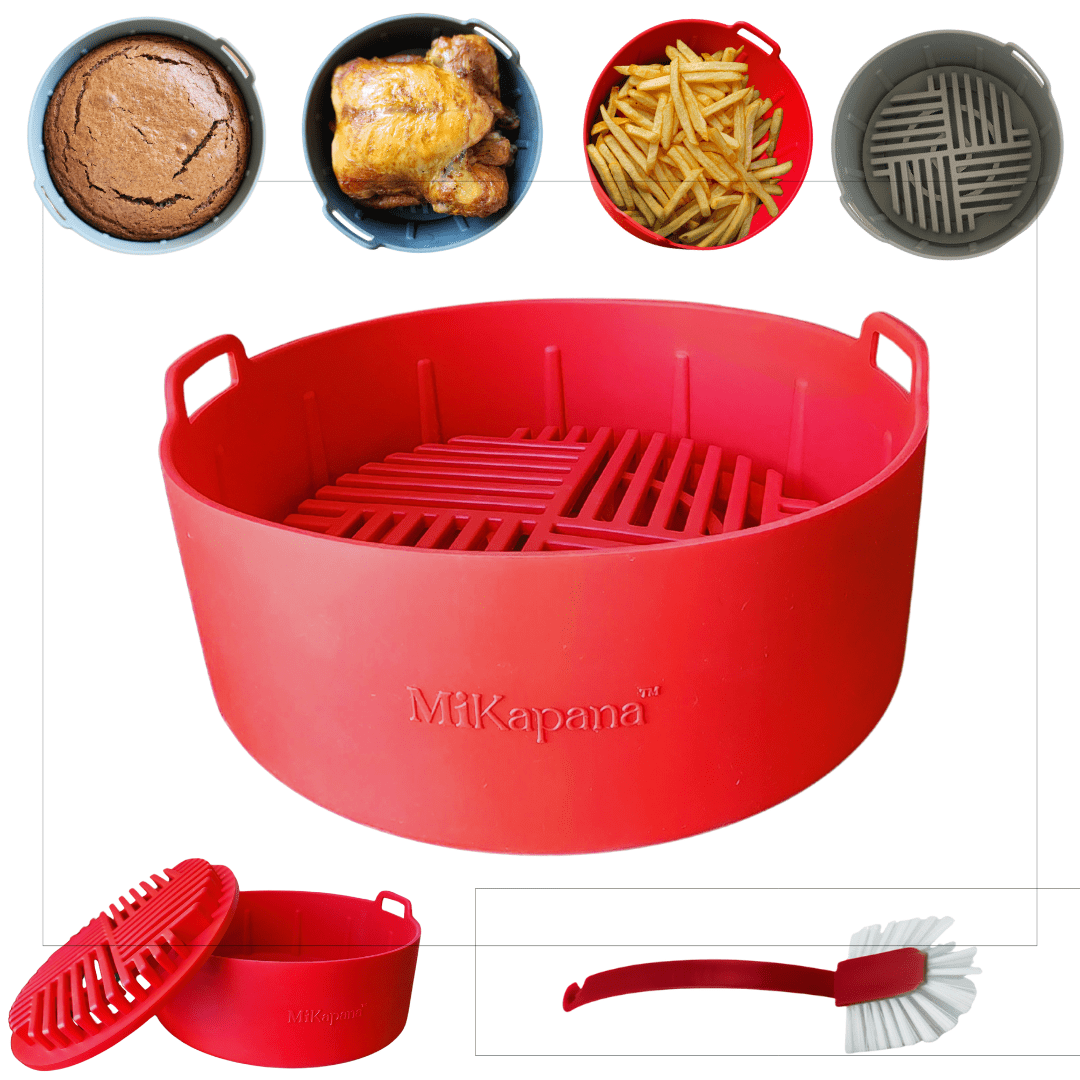 MiKapana Reusable Air Fryer Silicone Liners, Non-Stick, 7.5" Round, 1 Count