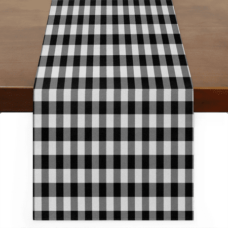 

Qzaxky Table Runner Boho Table Runner Black And White Checkered Bohemian Boho Outdoor Table Runner Decoration for Indoor Outdoor Home Dinner Party Wedding Decor 13 x 72 Inch