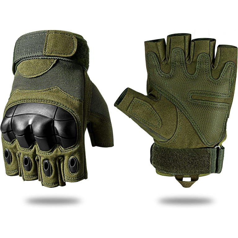 Tactical Gloves, Outdoor Gloves Fingerless Glove for Riding, Cycling,  Paintball, Motorcycle, Driving Gloves,Olive,Medium 