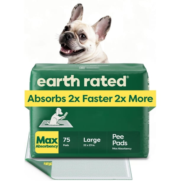Puppy Pads Earth Rated Max Absorbency para perros de 25 libras y 75 almohadillas