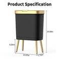 thumbnail image 6 of Office Trash Can with Lid, Black Bathroom Trash Can with Gold Edge, Modern Narrow Garbage Can with Legs, Slim Plastic Trash Bin for Bedroom, Living Room,Kitchen,Toilet, 4 Gallon, 6 of 7