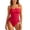 /c25Red89, variant on WEIGFI Womens Swimsuit One-Piece Adjustable Tie Knot Spaghetti Strap Crew Neck Beachwear Solid Color Bathing Suit Tummy Control Comfort Party Swimwear,Black,L