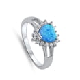 thumbnail image 4 of CHOOSE YOUR COLOR Blue Simulated Opal Heart Love Cutout Ring .925 Sterling Silver Band White CZ Female Size 4, 4 of 4