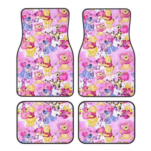 Cartoon Pattern Car Floor Mats Front Rear Premium Carpets Mat, Set of 4 Cute Cartoon Auto Foot Mats Universal Fit Vehicles
