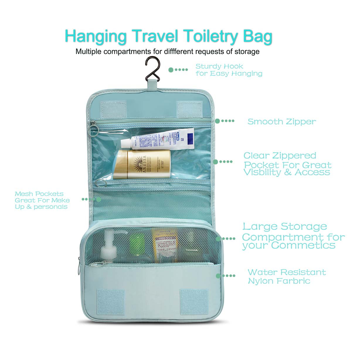 Juvale Travel Toiletry Bag For Men Women, Storage Organizer For