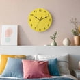 thumbnail image 3 of Wall Clock Yellow Linen Texture Clocks PVC Silent Non-Ticking Battery Operated Decorative Farmhouse Solid Color Round Clock for Home Living Room Kitchen Bedroom Office School Wall Decor 10 Inch, 3 of 9