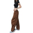 thumbnail image 3 of VISgogo, pantalones informales para mujer con cintura elástica, cordón ajustable, decoración de bolsillo, ropa suelta de verano VISgogo  moda, 3 of 5
