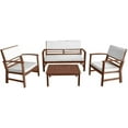 thumbnail image 5 of FDW Set 4-Piece Acacia Wood Outdoor Chat Patio Furniture with Cushions, Beige/White, 5 of 7