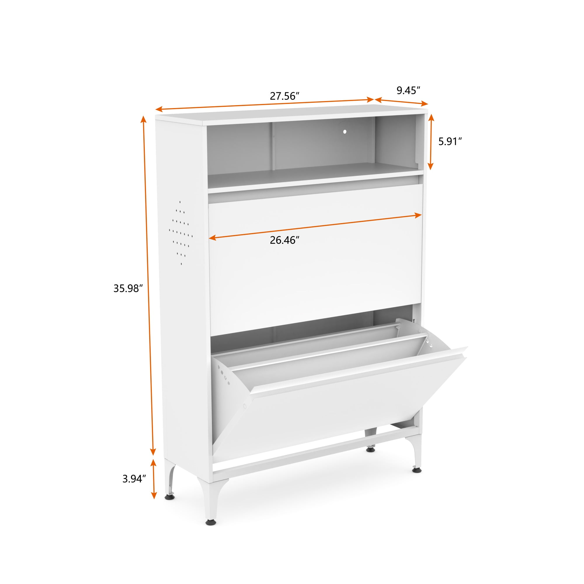 Resenkos Shoe Storage Cabinets, Free Standing Shoe Organizer with 2 Flip Drawers, Freestanding Hidden Shoe Cabinet for Entryway, White