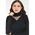 thumbnail image 4 of Sueter de cuello alto con detalle de malla Roman Fashion / Juvenil, 37910 (Negro) negro EG, 4 of 5