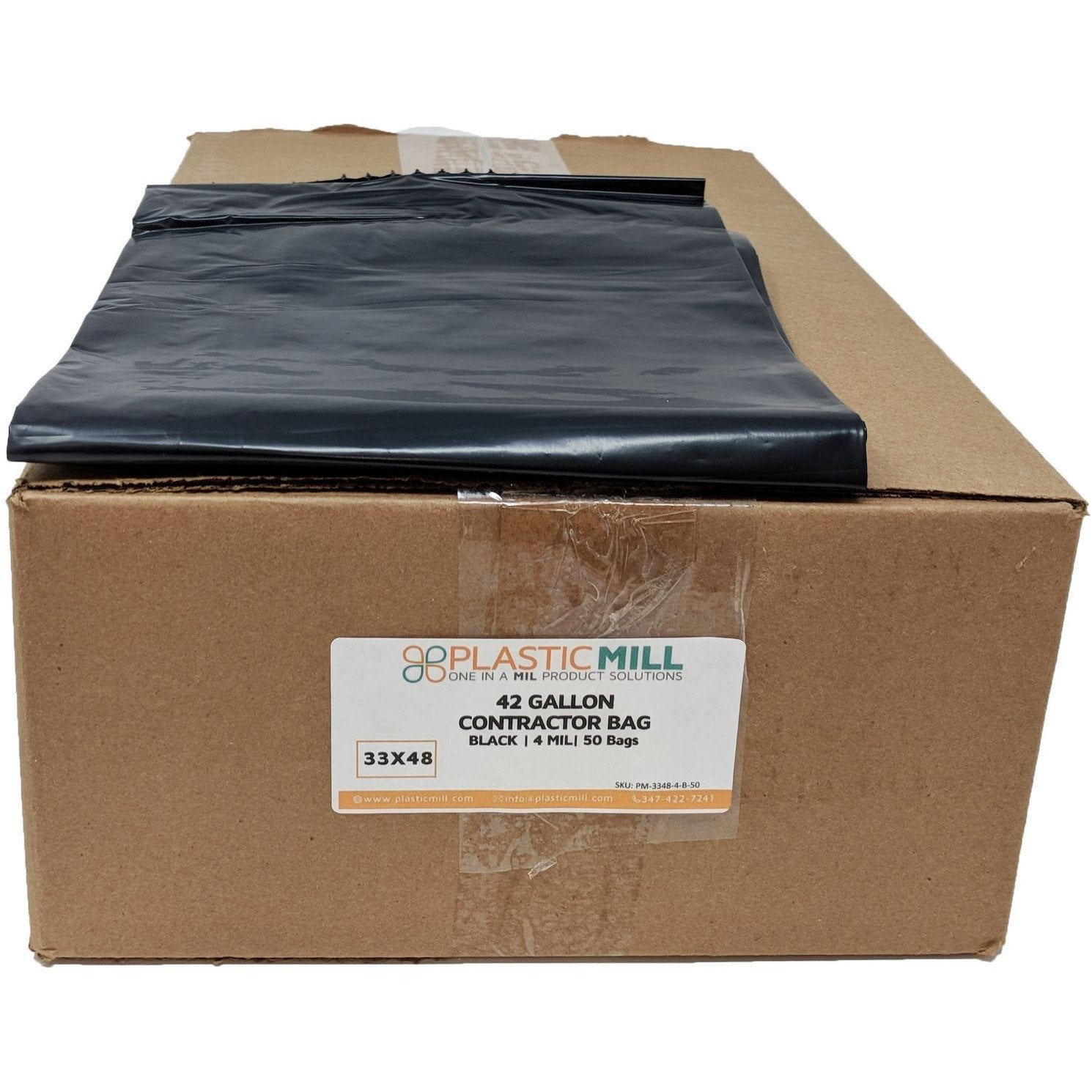 Garbage Bags PlasticMill 42 Gallon Trash Can Liners. 33x48 