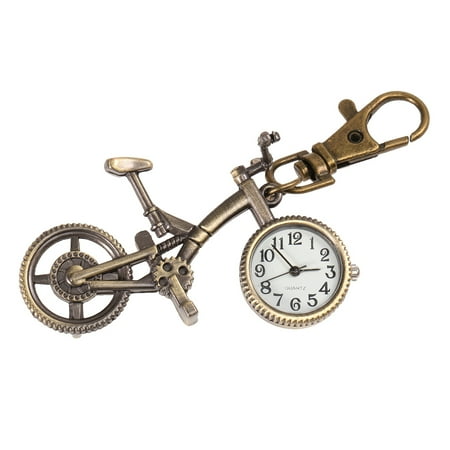 ETHZZLE Coffee Bicycle Shaped Pocket Watch Decorative Alloy Stainless Steel Hanging Clock for 3.5 Inch