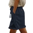 thumbnail image 6 of YanHoo Plus Size Shorts for Women Elastic Waisted Patchwork Lace Short Oversized Casual Solid Color Shorts with Pockets, 6 of 8