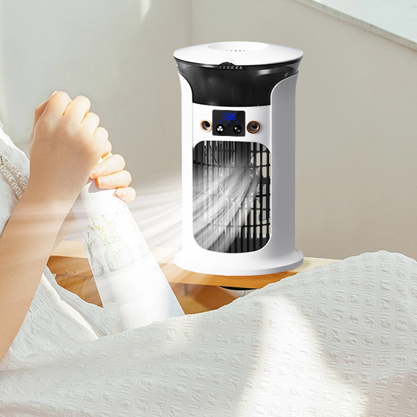 Small Portable Air Conditioning USB Charging Desktop Cooling Machine 3 Speeds Evaporative Windowless for Own Use