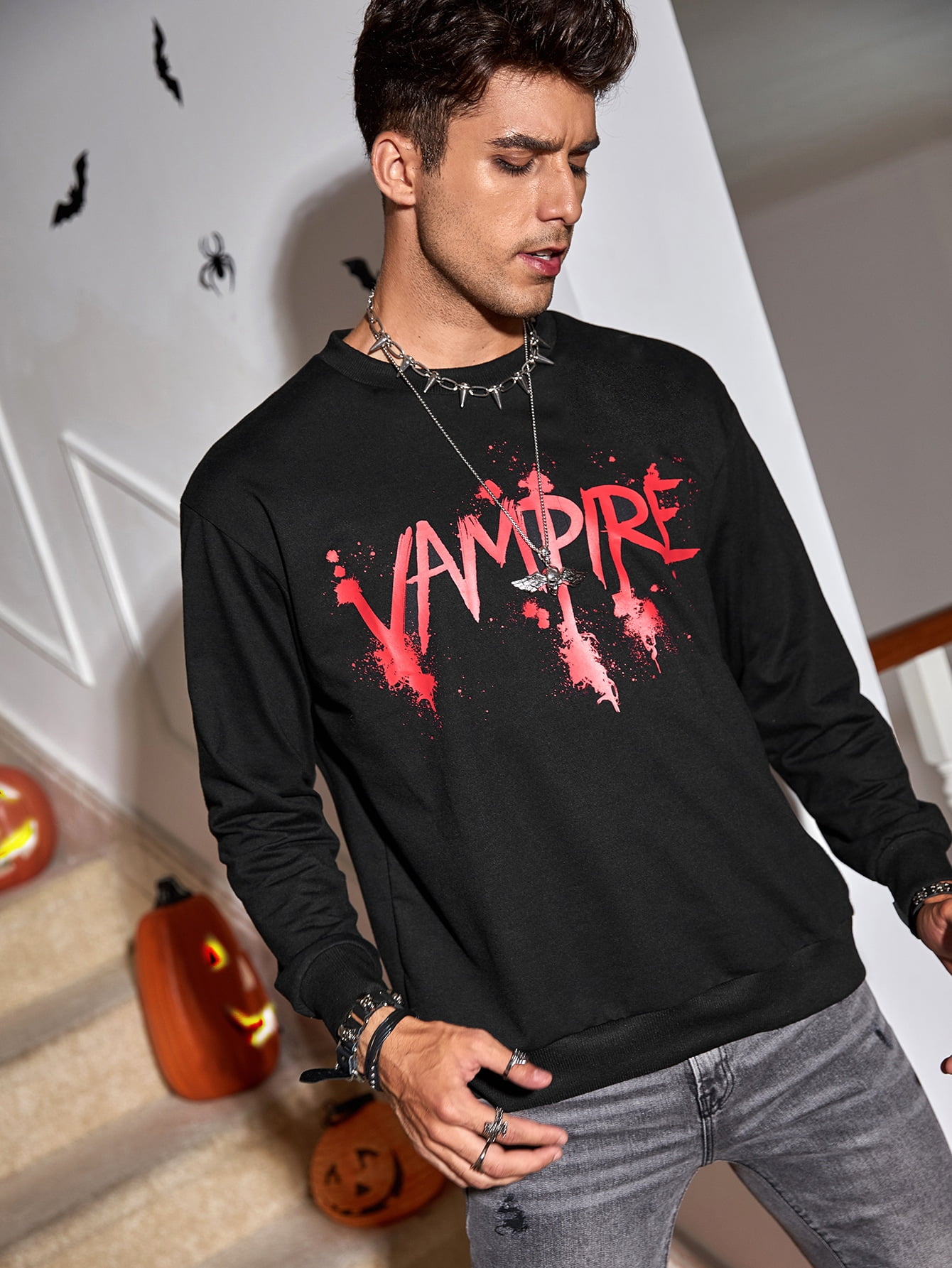 men letter graphic sweatshirt
