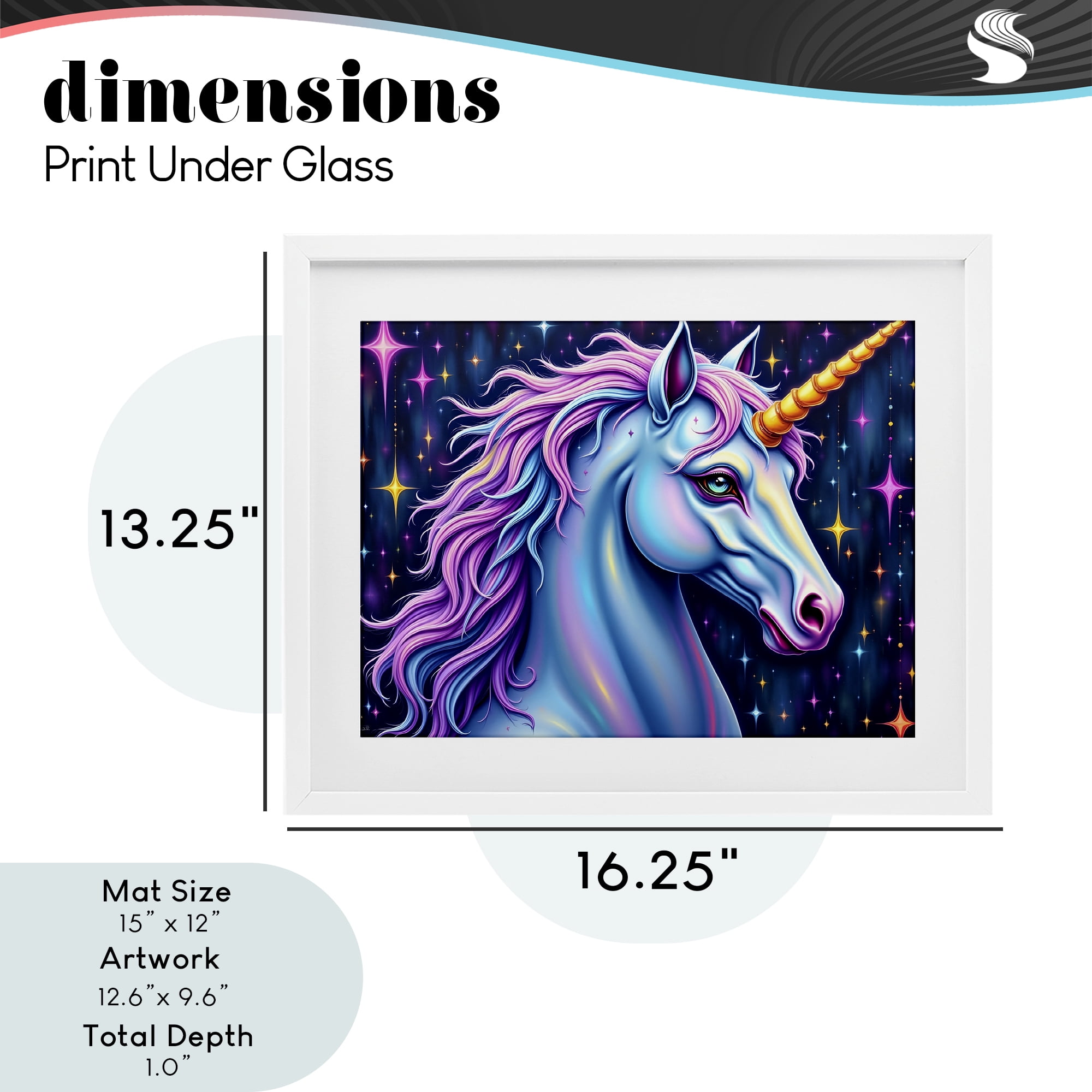 Stupell Industries Star Dancer Unicorn White Framed Print Under Glass, design by Tabz Jones