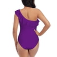 thumbnail image 5 of Gaeub Purple Women's One Shoulder Ruffle Tummy Control Swimwear for Swimming Surfing Beach Party - Small, 5 of 8