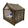 thumbnail image 1 of Ethnic Pet House, Traditional Folk Art Textured Cultural Retro Twisted Leaves Classical Art, Outdoor & Indoor Portable Dog Kennel with Pillow and Cover, 5 Sizes, Black Cream, by Ambesonne, 1 of 5