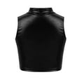 thumbnail image 3 of renvena Kids Girls 2 Piece Metallic Dance Outfits Sleeveless Crop Top with Irregular Hem Skirt 8-14 Black 14, 3 of 7