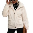 thumbnail image 4 of Winter Coat, Reversible Women's Fleece Jacket Long Sleeve Button Warm  For Parties For Outdoor Milky White XL, 4 of 8